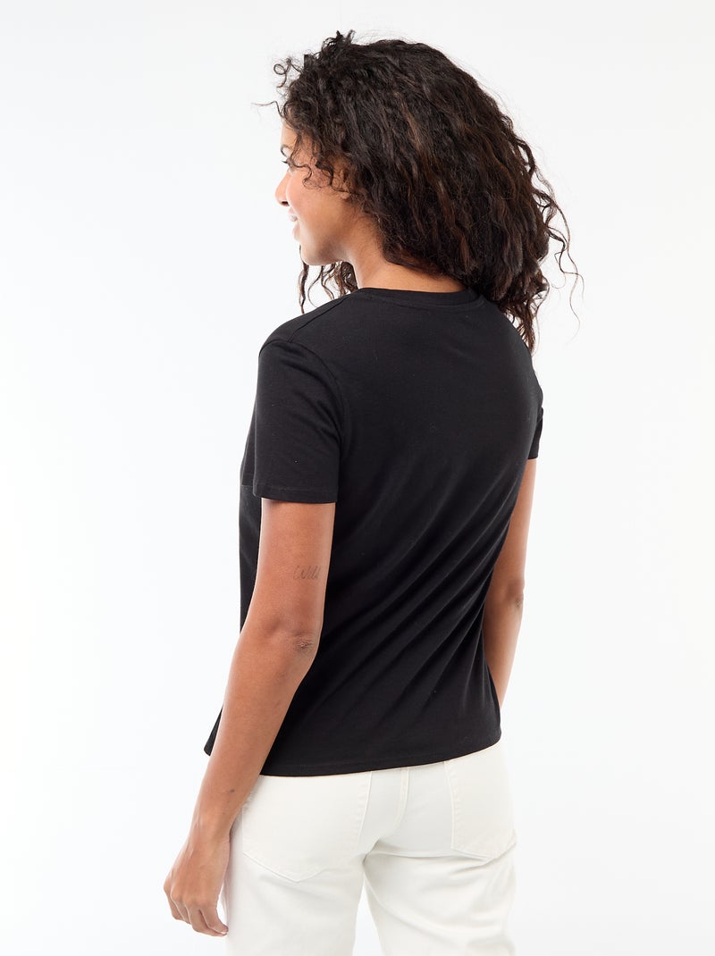 V-Ausschnitt T-Shirt Schwarz - Kiabi
