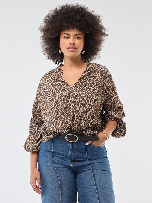 V-Neck Blouse with Allover Print - Kiabi