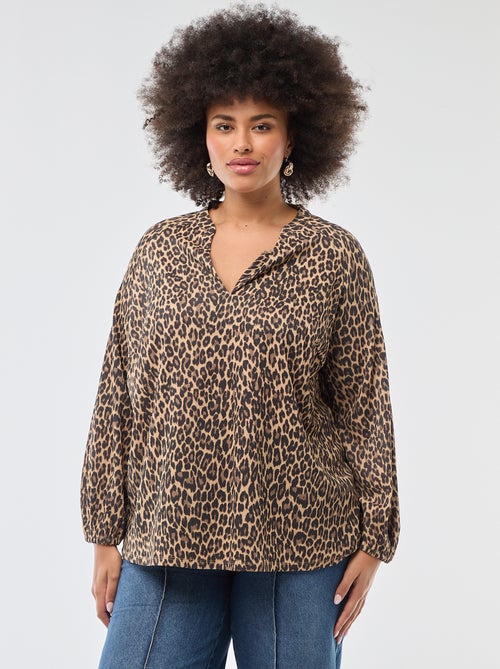 V-Neck Blouse with Allover Print - Kiabi