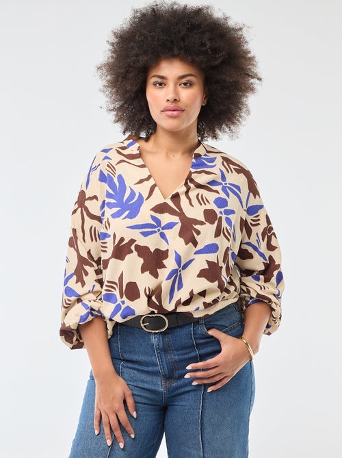 V-Neck Blouse with Allover Print - Kiabi