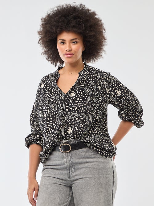 V-Neck Blouse with Allover Print - Kiabi
