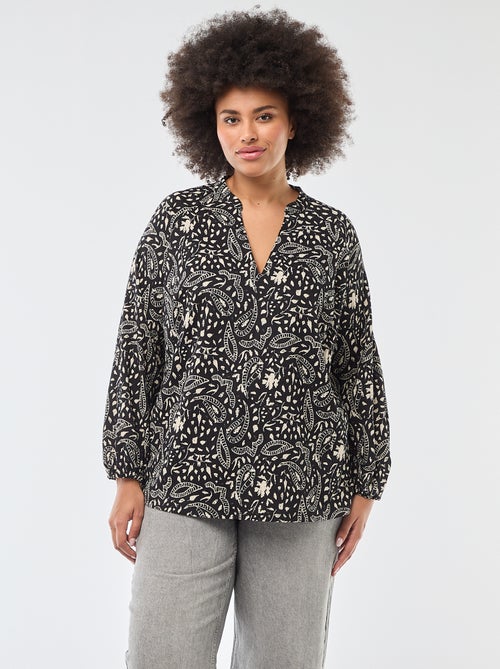 V-Neck Blouse with Allover Print - Kiabi