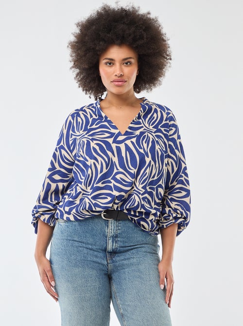 V-Neck Blouse with Allover Print - Kiabi