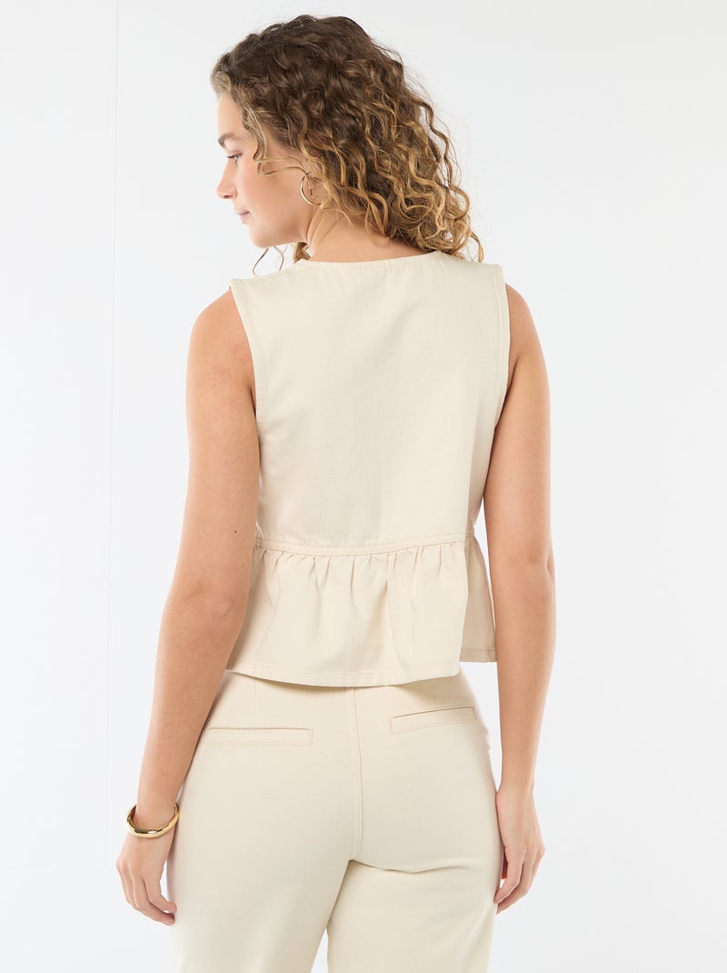 V-Neck Denim Top White - Kiabi