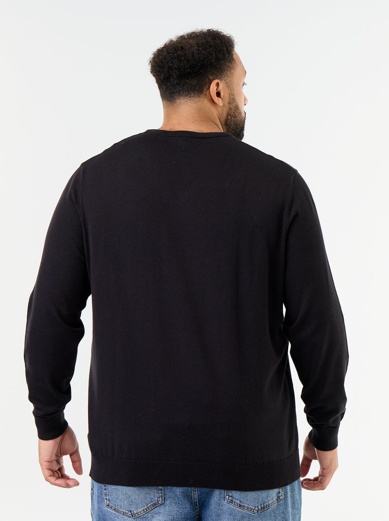 V-neck knit sweater Black - Kiabi