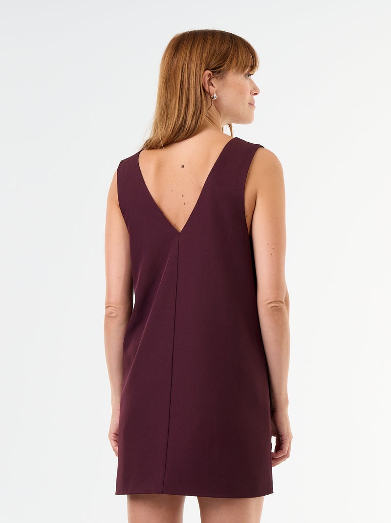 V-Neck Pinafore Dress Burgundy - Kiabi