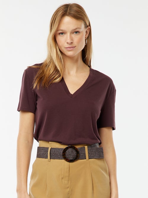 V-neck short-sleeved T-shirt - Kiabi