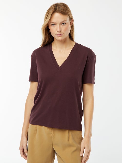 V-neck short-sleeved T-shirt - Kiabi