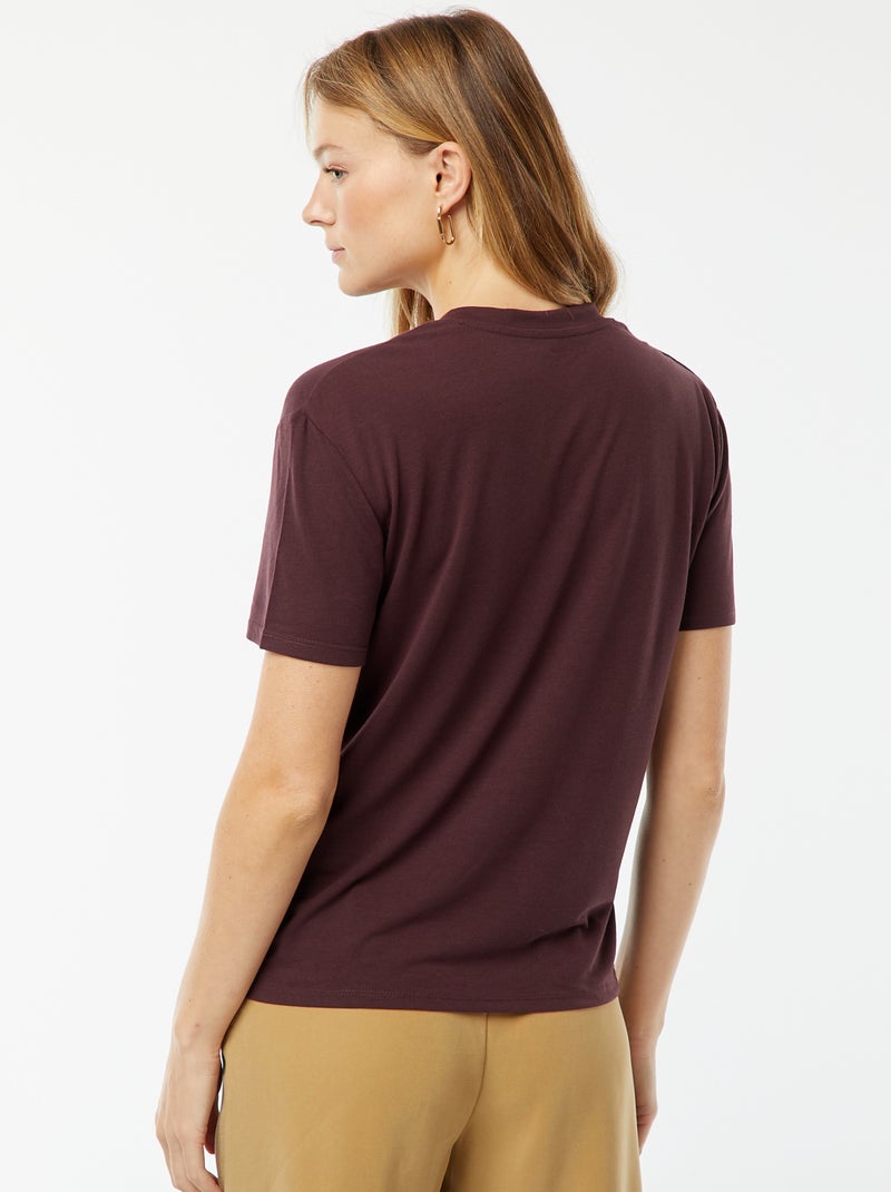 V-neck short-sleeved T-shirt Purple - Kiabi