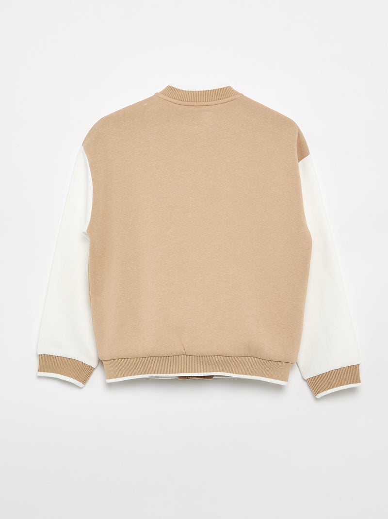Varsity-Style Long Sleeve Jacket Beige - Kiabi