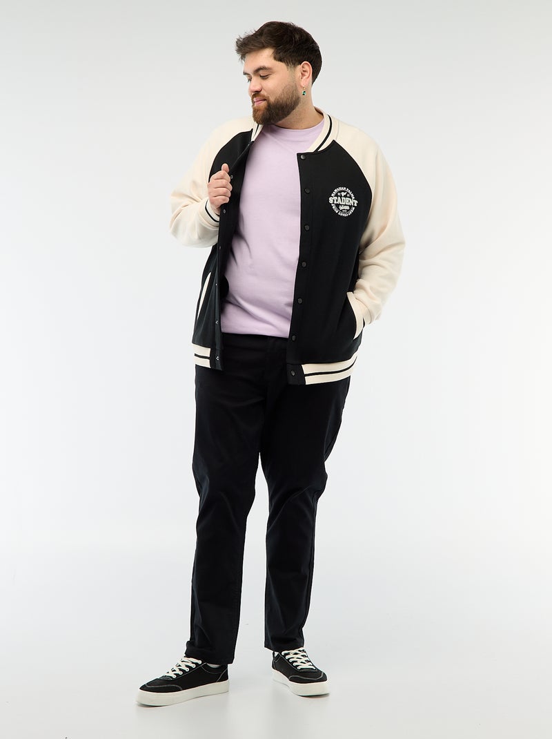 Varsity-Style Raglan Sleeve Jacket Black - Kiabi