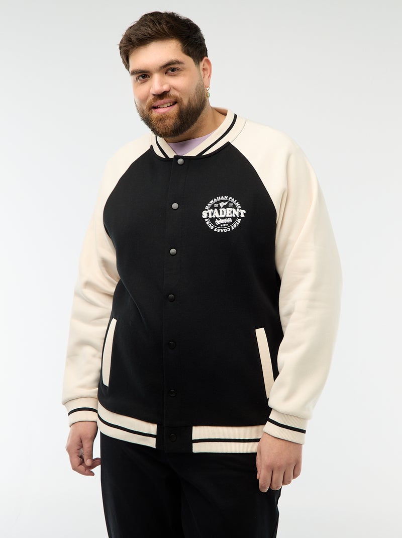 Varsity-Style Raglan Sleeve Jacket Black - Kiabi