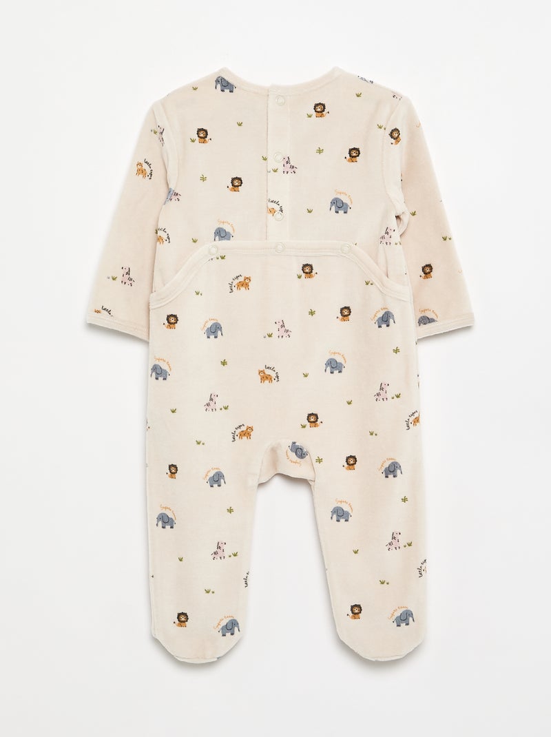 Velour Sleepsuit Beige - Kiabi