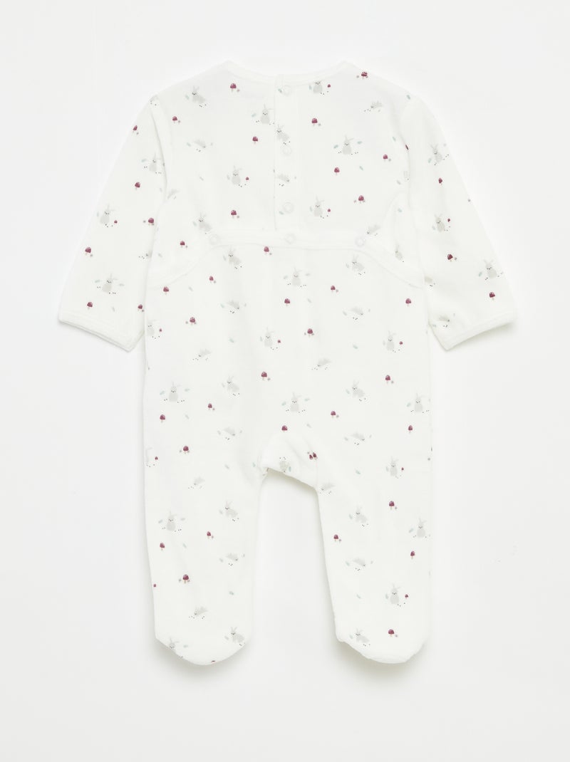 Velour sleepsuit with motif Beige - Kiabi