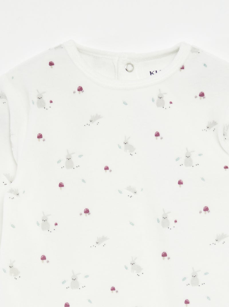 Velour sleepsuit with motif Beige - Kiabi