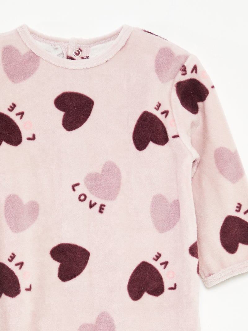 Velour sleepsuit with motif Purple - Kiabi