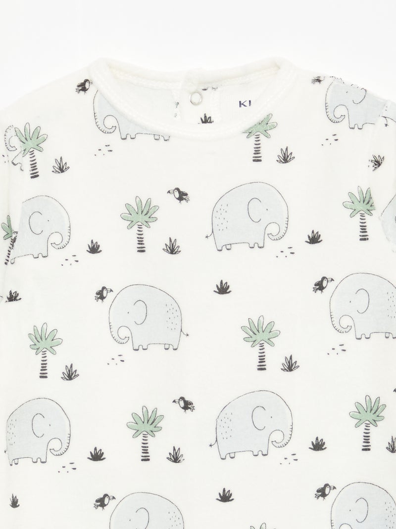Velour sleepsuit with motif White - Kiabi