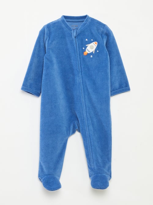 Velour sleepsuit with zip fastening - Kiabi