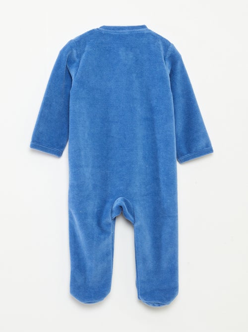 Velour sleepsuit with zip fastening - Kiabi