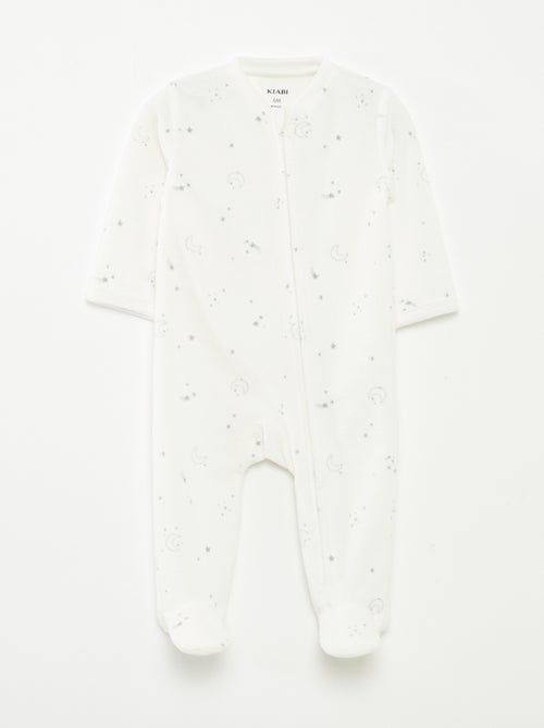 Velour sleepsuit with zip fastening - Kiabi