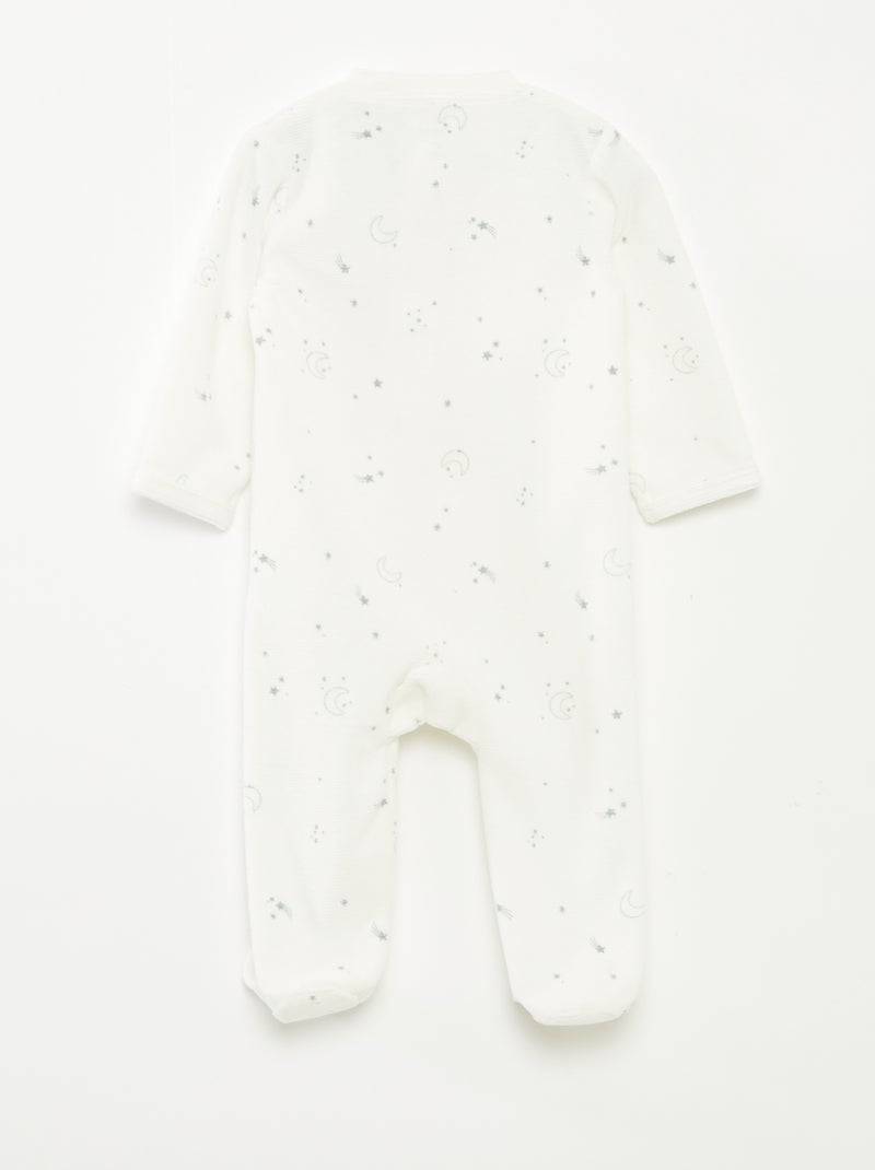 Velour sleepsuit with zip fastening Grey - Kiabi