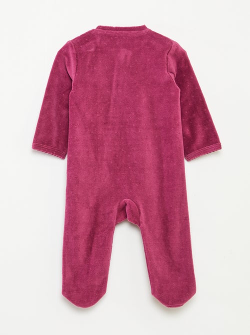 Velour sleepsuit with zip fastening - Kiabi