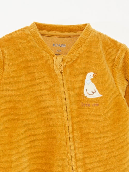 Velour sleepsuit with zip fastening - Kiabi