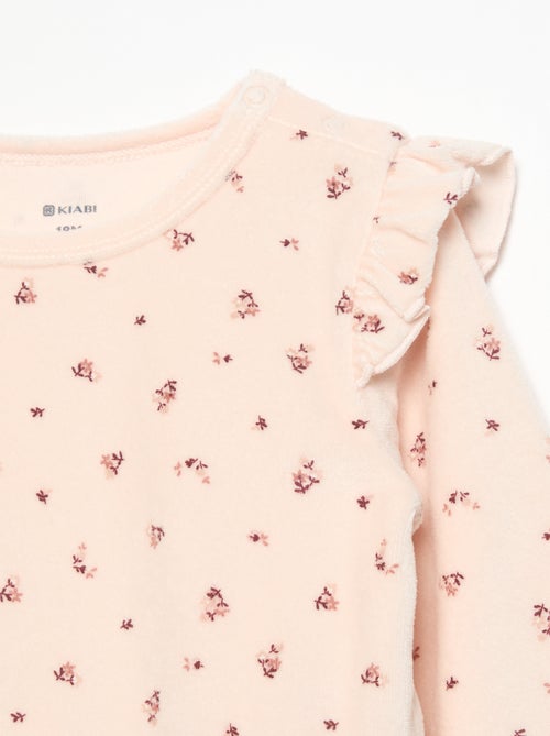 Velvet 2-Piece Pyjama Set: Ruffled Sweatshirt & Trousers - Kiabi Velvet 2-Piece Pyjama Set: Ruffled Sweatshirt & Trousers - Kiabi
