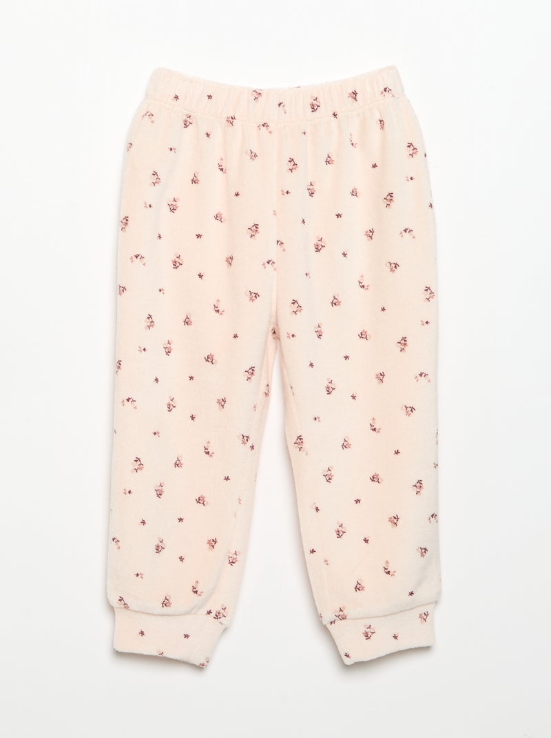 Velvet 2-Piece Pyjama Set: Ruffled Sweatshirt & Trousers Pink - Kiabi