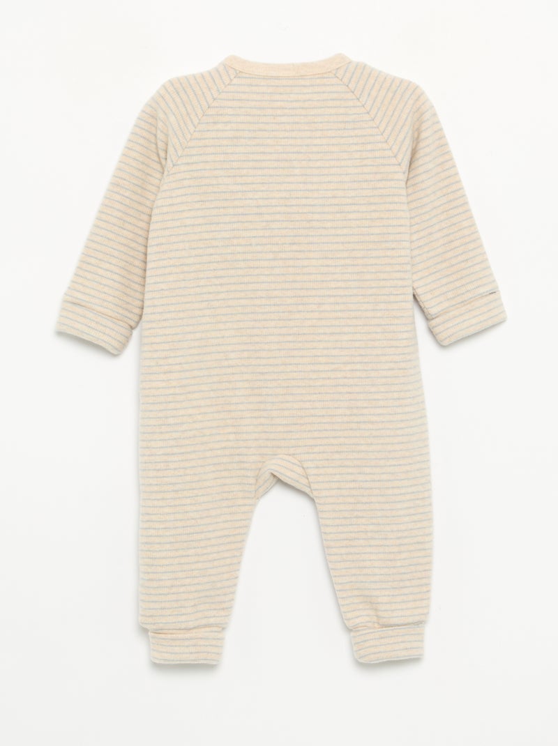 Velvet Long-Sleeve Footless Sleepsuit Beige - Kiabi