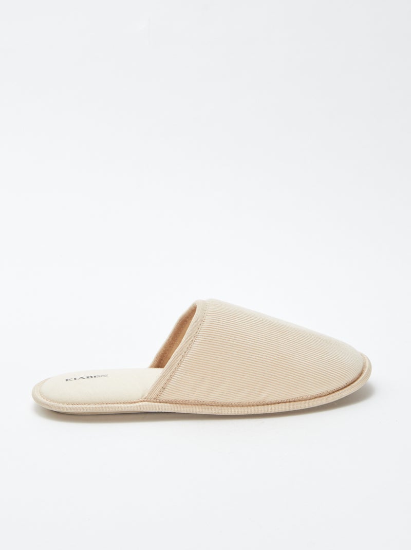 Velvet Mule Slippers Beige - Kiabi