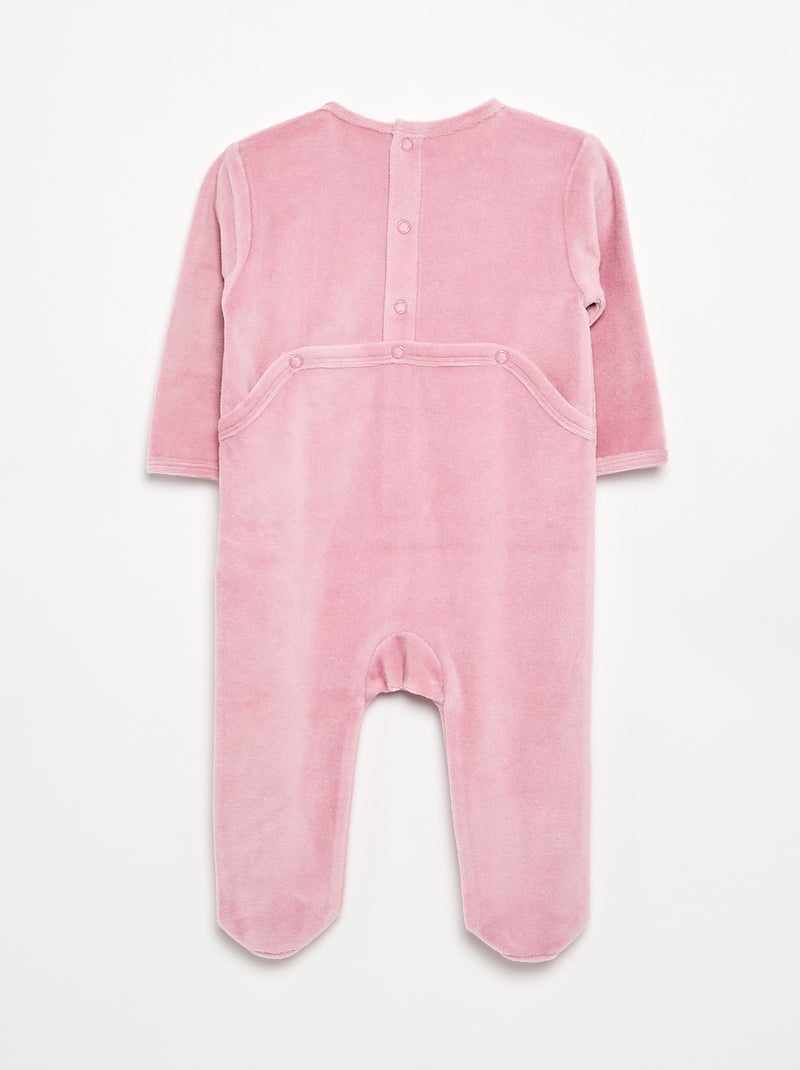 Velvet Sleepsuit with Feet Pink - Kiabi