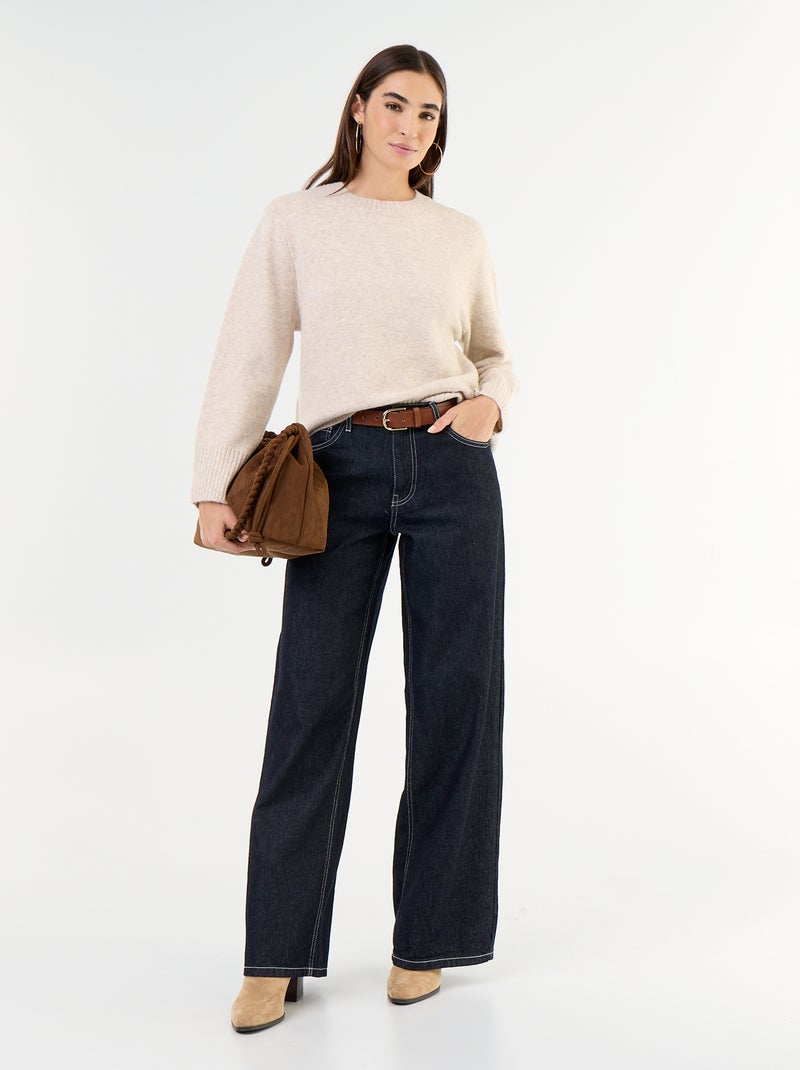 Verlängerter Pullover aus Mouliné-Strick Beige - Kiabi