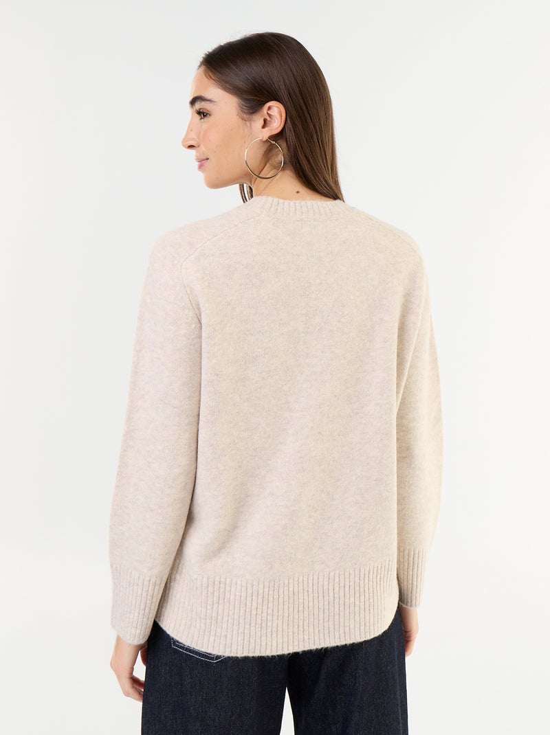 Verlängerter Pullover aus Mouliné-Strick Beige - Kiabi
