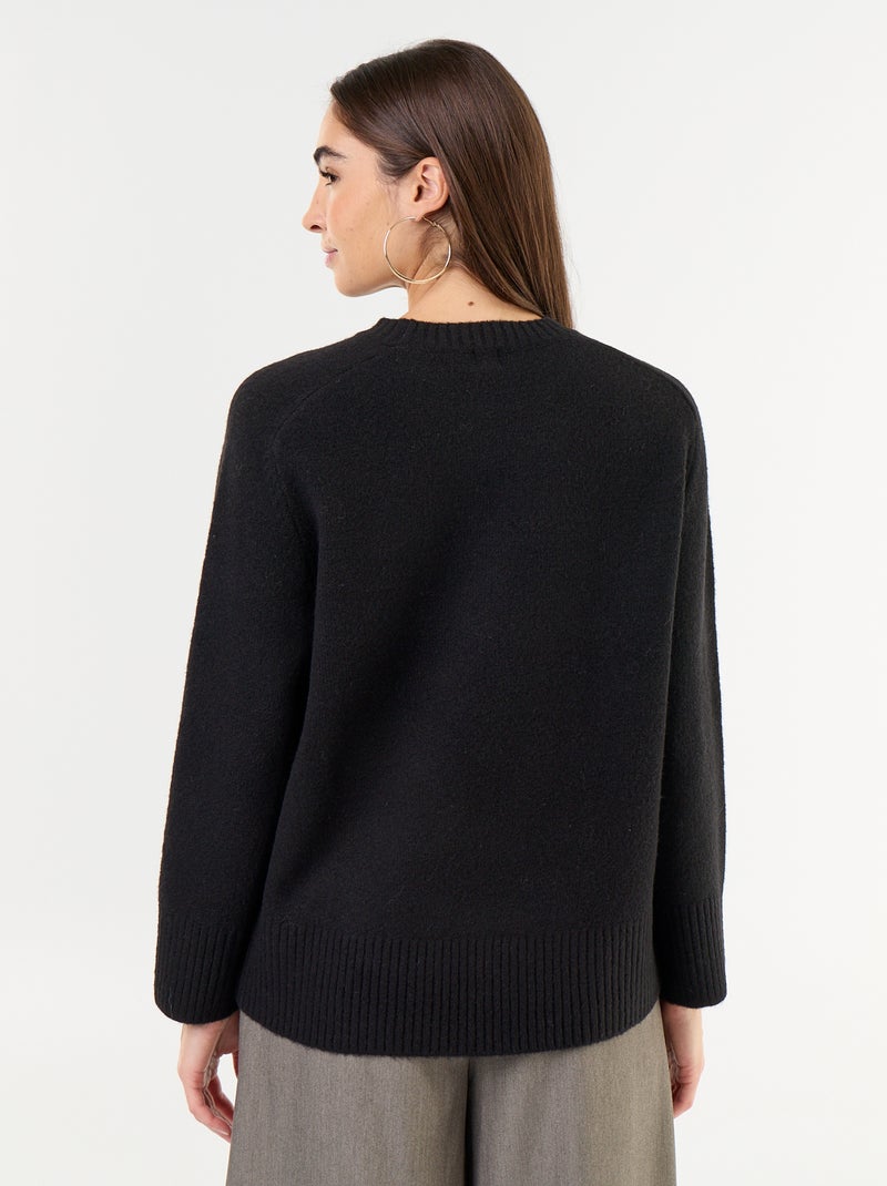 Verlängerter Pullover aus Mouliné-Strick Schwarz - Kiabi