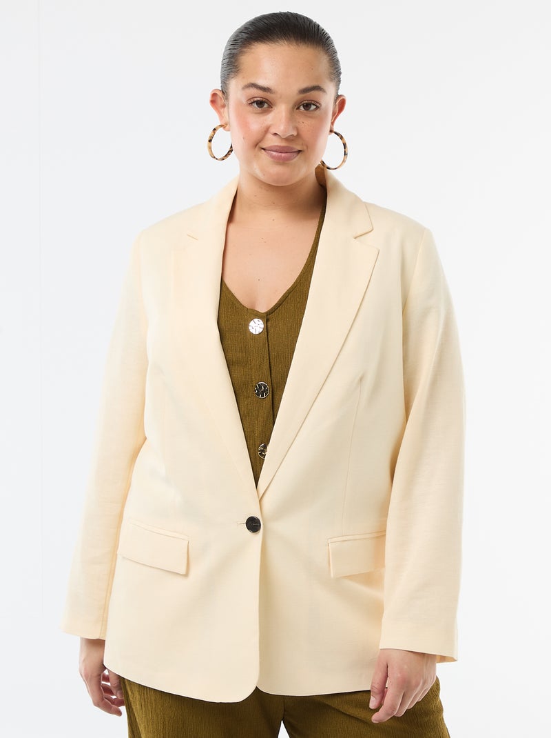 Veste blazer légère coupe longue Beige - Kiabi