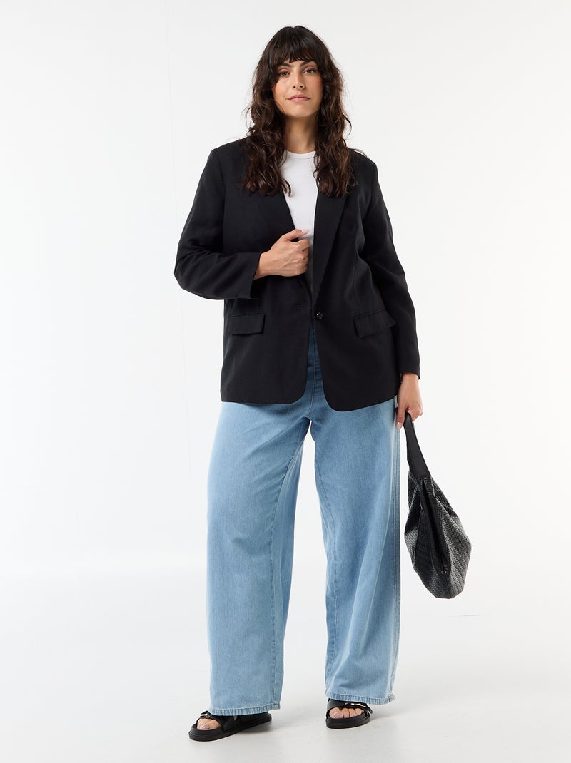 Veste blazer légère coupe longue Noir - Kiabi