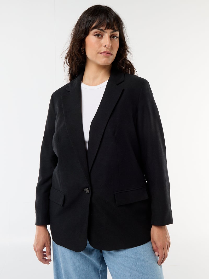 Veste blazer légère coupe longue Noir - Kiabi