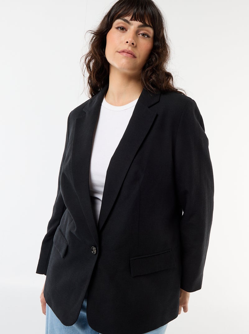 Veste blazer légère coupe longue Noir - Kiabi