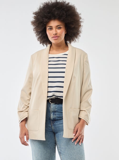 Veste blazer longue avec manches effet retroussé - Kiabi