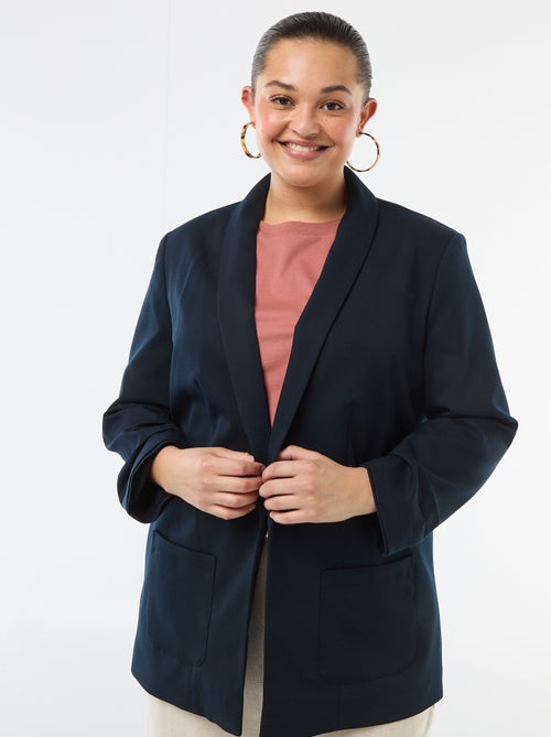 Veste blazer longue avec manches effet retroussé - Kiabi