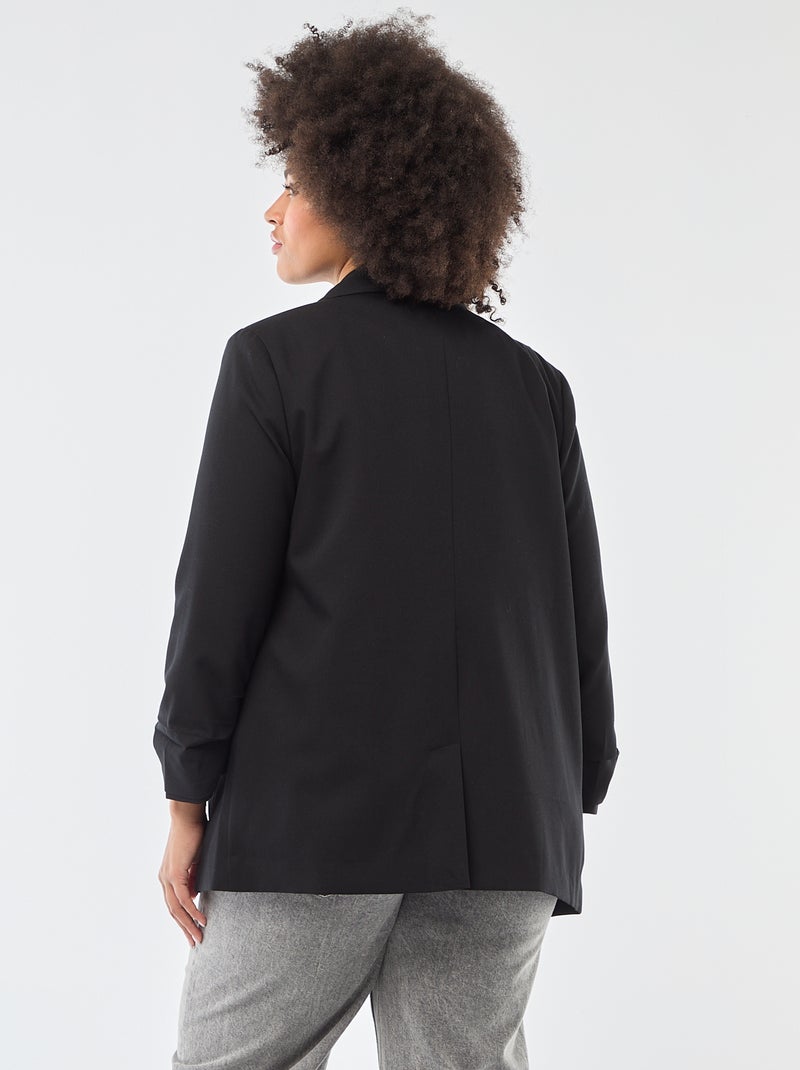 Veste blazer longue avec manches effet retroussé Noir - Kiabi