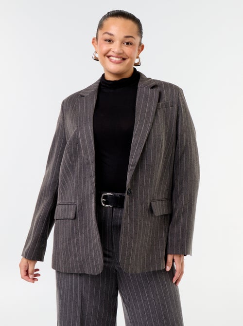 Veste blazer mi-longue avec strass - Kiabi