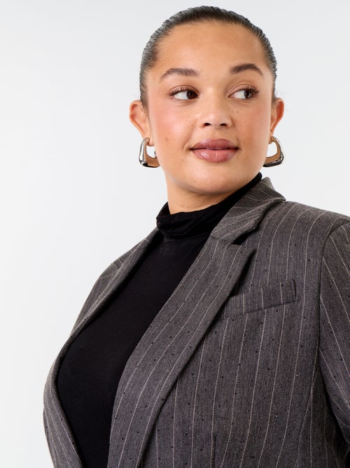 Veste blazer mi-longue avec strass - Kiabi