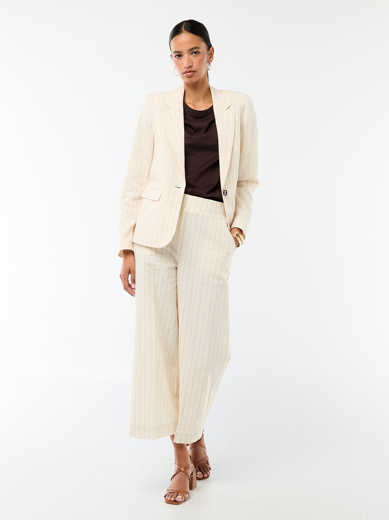 Veste blazer mi-longue Beige - Kiabi