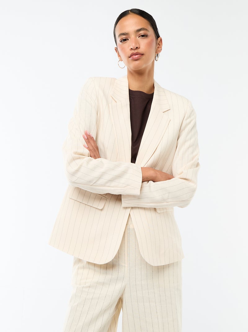 Veste blazer mi-longue Beige - Kiabi