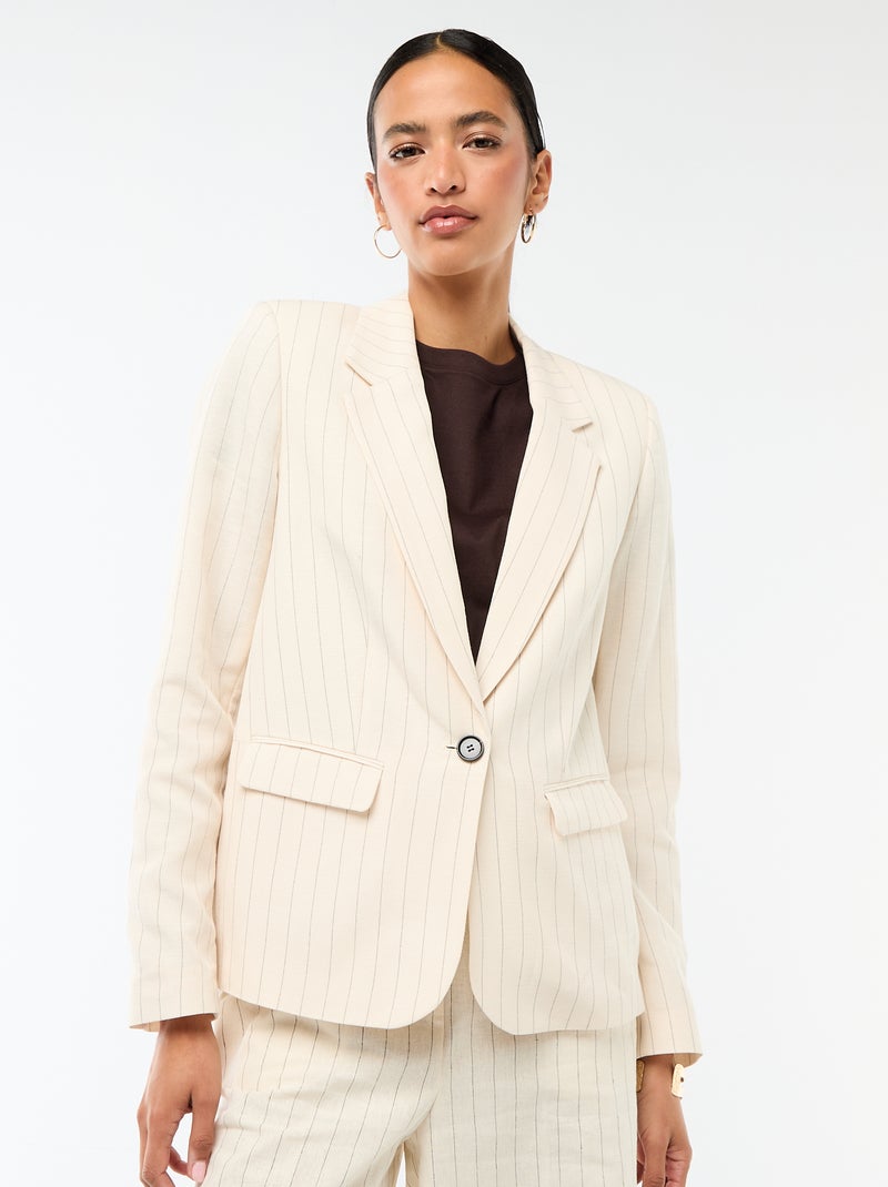 Veste blazer mi-longue Beige - Kiabi