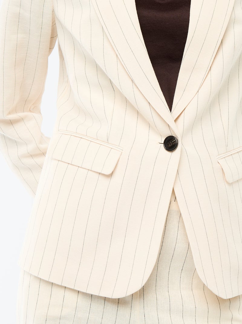 Veste blazer mi-longue Beige - Kiabi
