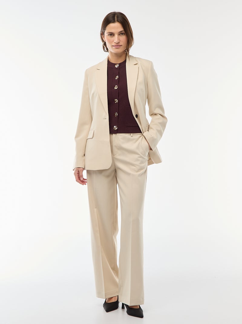 Veste blazer unie à la coupe cintrée Beige - Kiabi