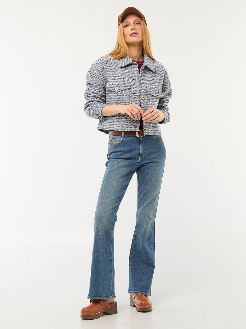 Veste courte en tweed Bleu - Kiabi